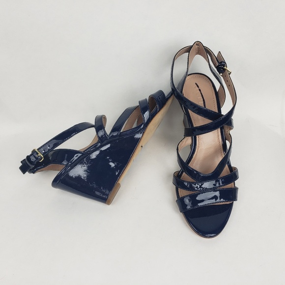 navy wedge shoes size 5
